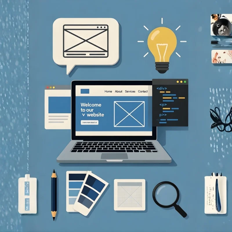 Graphical illustration of website development.