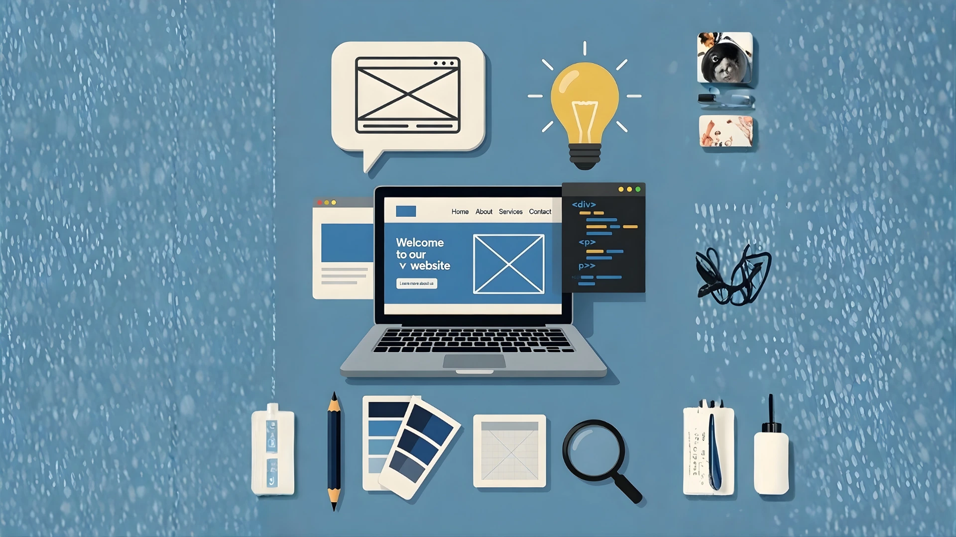 Graphical illustration of website development.